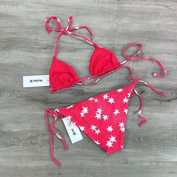 ☀️HURLEY☀️ RVSB ITSY BITSY BIKINI TOP RVSB TIE SIDE CHEEKY BOTTOM BIKINI - Picture 11 of 15